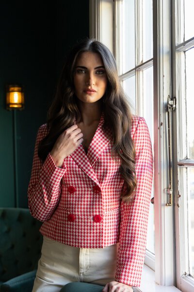 Seeking Lola Ruby Check Audrey Blazer-shop-by-style-Hello Cyril.