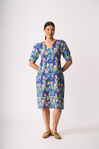 Foil Print Trim Time Dress