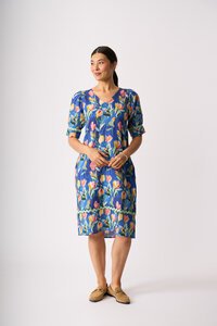 Foil Print Trim Time Dress