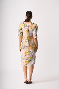 Foil Print Trim Time Dress