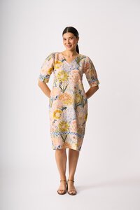Foil Print Trim Time Dress