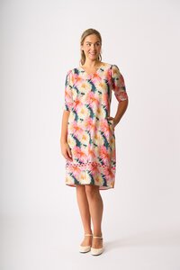 Foil Print Trim Time Dress
