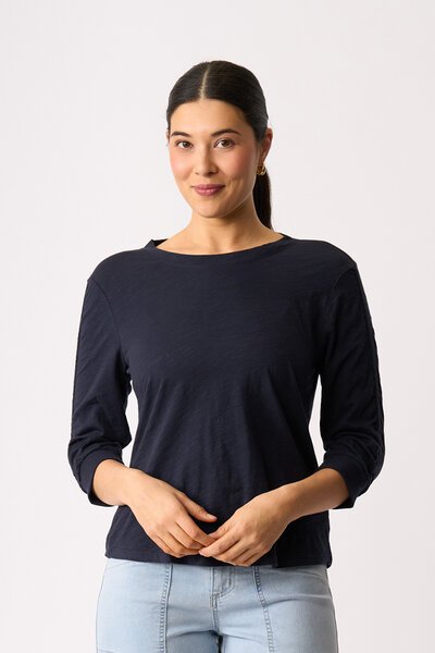 Foil Gathered Sleeve Top-shop-by-style-Hello Cyril.