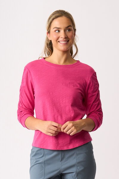 Foil Gathered Sleeve Top-shop-by-style-Hello Cyril.