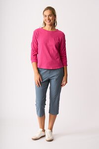 Foil Gathered Sleeve Top