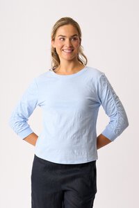 Foil Gathered Sleeve Top