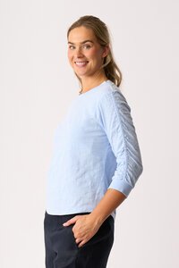 Foil Gathered Sleeve Top