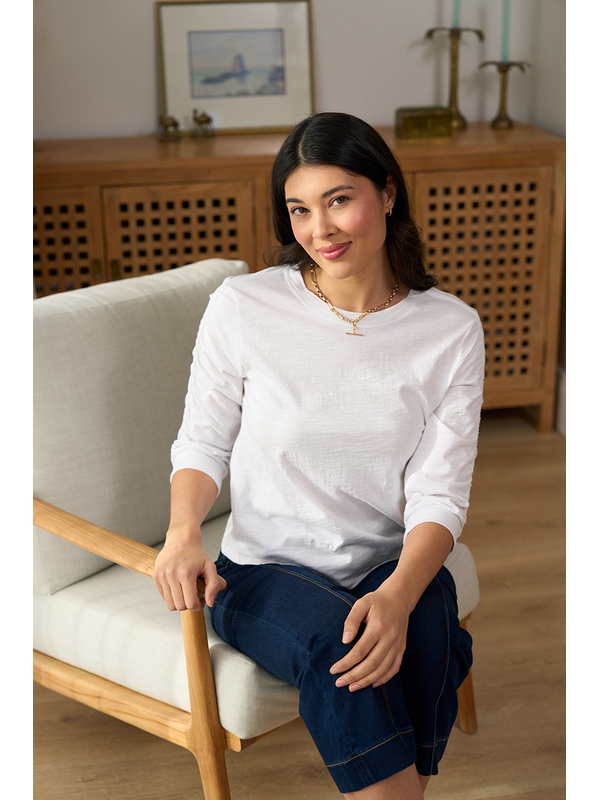 Foil Gathered Sleeve Top
