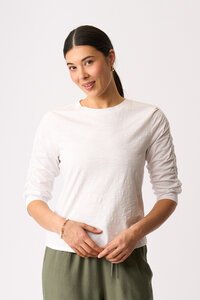 Foil Gathered Sleeve Top