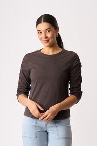 Foil Gathered Sleeve Top