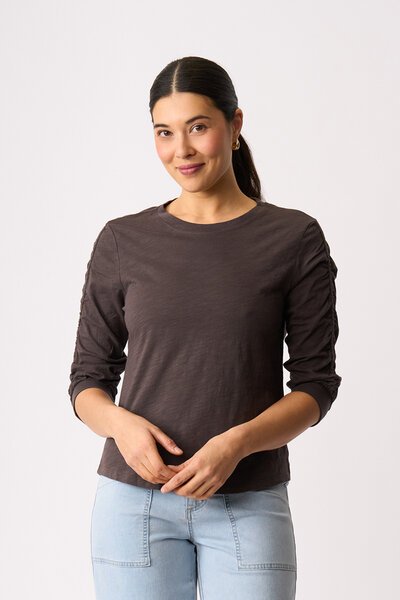 Foil Gathered Sleeve Top-shop-by-style-Hello Cyril.
