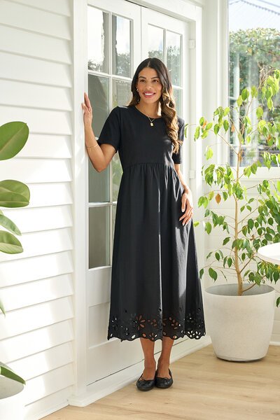 Memo Contrast Detail Swing Dress-midi-dresses-Hello Cyril.