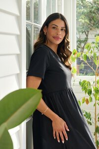 Memo Contrast Detail Swing Dress