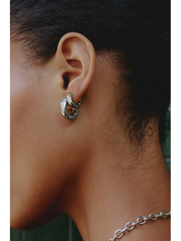 Edblad Crystalite Small Silver Hoops Earrings