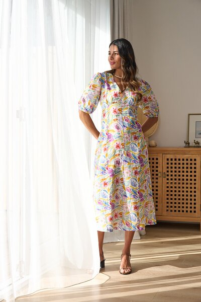 Foil Empirely Yours Dress-midi-dresses-Hello Cyril.