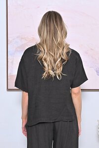 AE Luxe Leaf Embroiderey Linen Top