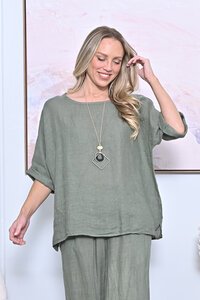 AE Luxe Linen Top with Necklace