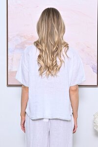 AE Luxe Contrast Stitching Linen Top