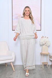 AE Luxe Crochet Hem Linen Top