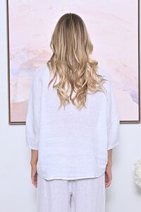 AE Luxe Crochet Hem Linen Top