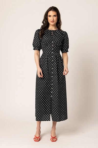 Leila + Luca Black White Spot Muse Dress-hc-new-Hello Cyril.