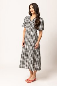 Seeking Lola Mono Check Ambitious Midi Dress