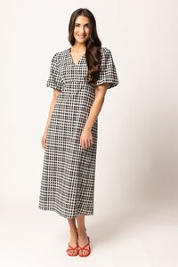 Seeking Lola Mono Check Ambitious Midi Dress