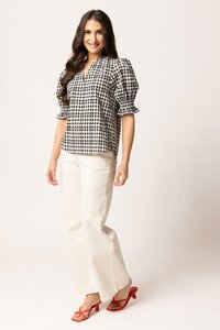 Seeking Lola Mono Check Relaxed Butterfly Top