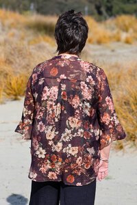 La Mode Front Button Flare Sleeve Shirt
