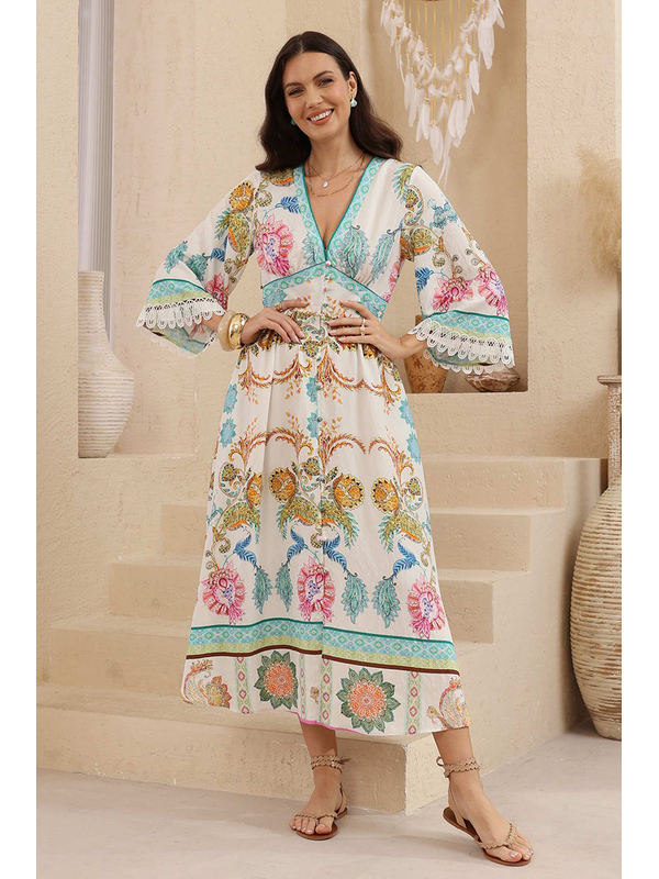 Iris Maxi Serena Border Print Maxi Dress