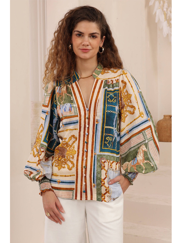 Iris Maxi Josephine Scarf Print Shirt