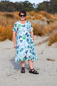 La Mode Front Seam Gold Dot Floral Dress
