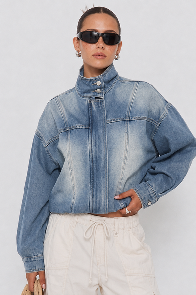 Smaibulun Denim Bomber Funnel Neck Jacket-hc-new-Hello Cyril.