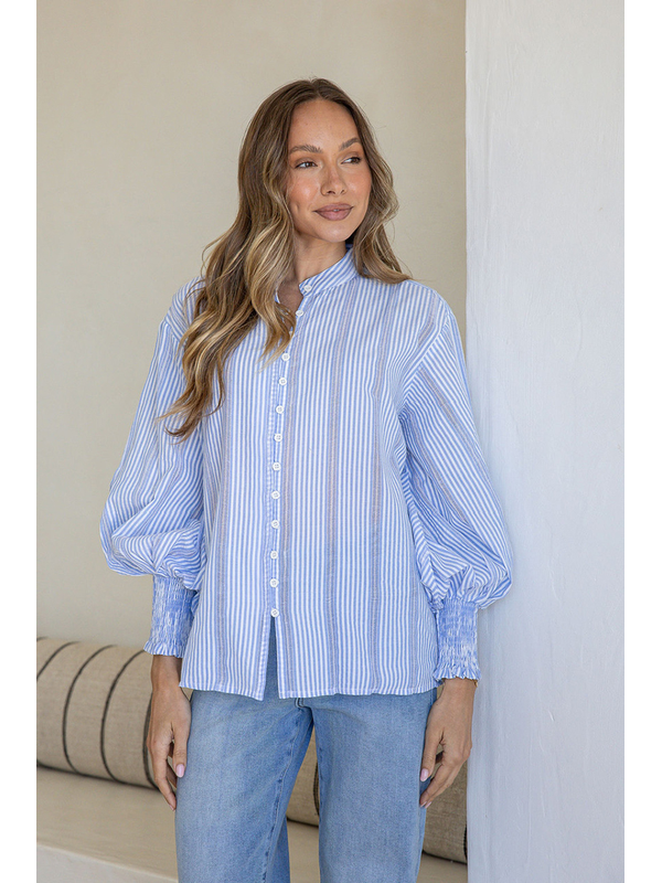 White Poetry Seersucker Stripe Cotton Shirt