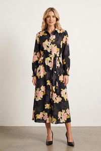 Sambara Printed Long Sleeve Shirt Dress
