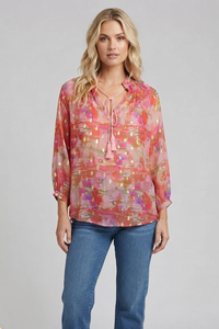 Cindy & Sami Artwork Print 3-4 Sleeves Top