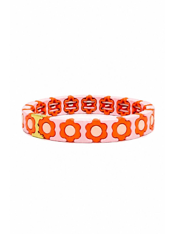 Tiger Tree Pink and Pink Daisy Tile Bracelet