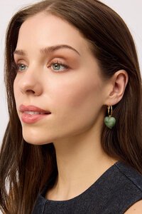 Tiger Tree Green Plump Heart Hoops Earrings