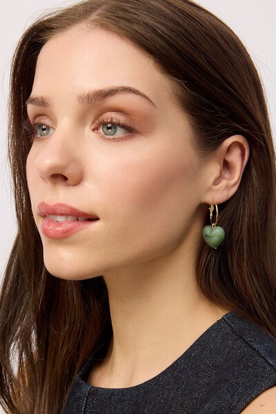 Tiger Tree Green Plump Heart Hoops Earrings-hc-shop-by-style-Hello Cyril.