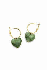 Tiger Tree Green Plump Heart Hoops Earrings