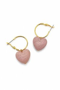 Tiger Tree Pink Plump Heart Hoops Earrings