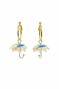 Tiger Tree Mint Hanging Umbrella Hoops Earrings