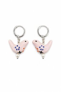 Tiger Tree Silver Pink Chick Huggies Earrings