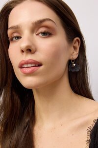 Tiger Tree Gold Black Petal Earrings