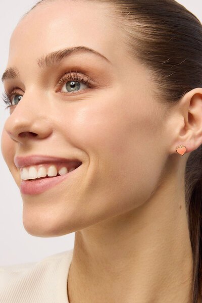 Tiger Tree Orange Resin Sweet Heart Studs Earrings-hc-shop-by-style-Hello Cyril.