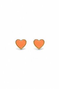 Tiger Tree Orange Resin Sweet Heart Studs Earrings