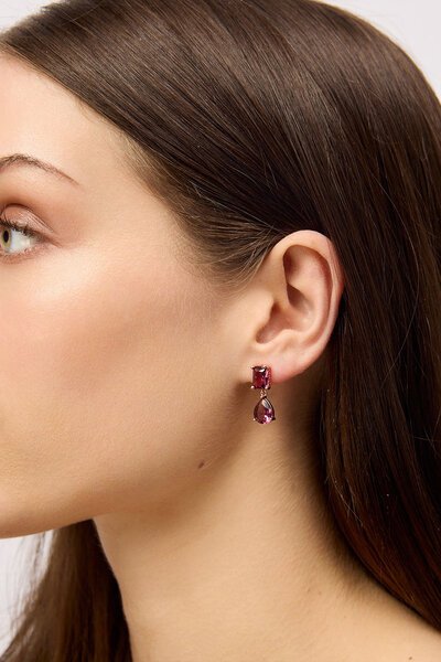Tiger Tree Rose Gold Maroon Crystal Bonny Earrings-hc-shop-by-style-Hello Cyril.