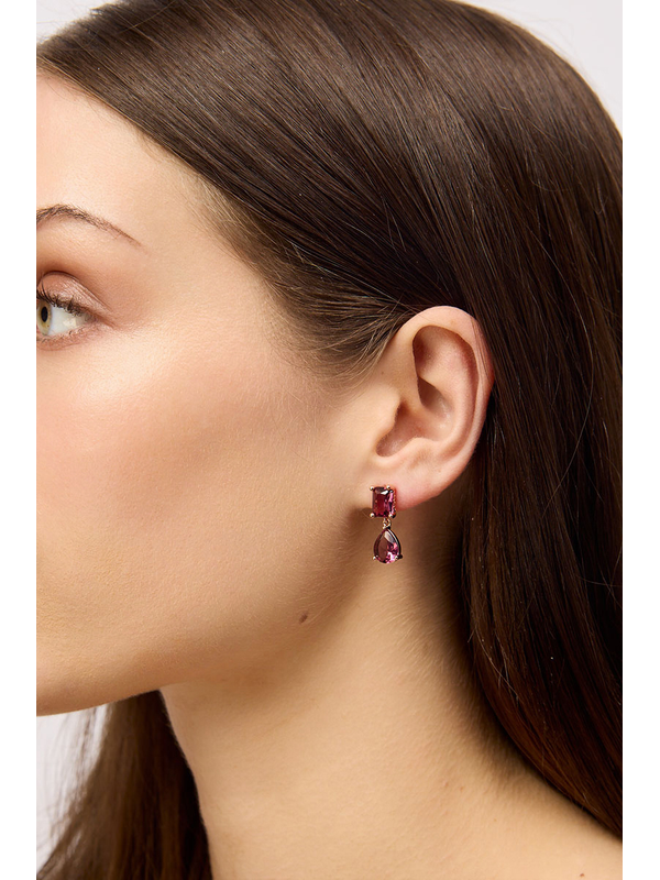 Tiger Tree Rose Gold Maroon Crystal Bonny Earrings