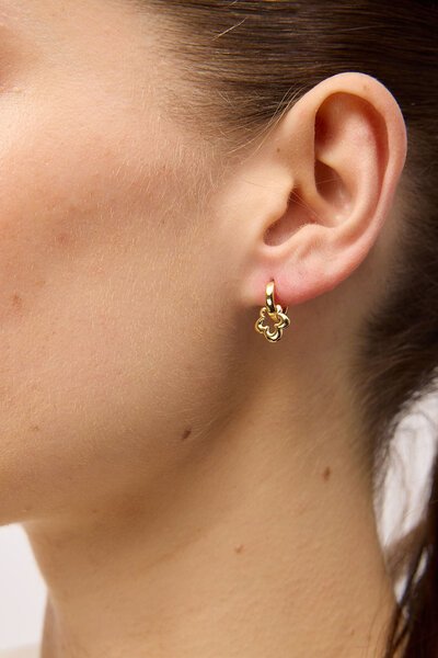 Tiger Tree Gold Spinning Flower Huggies Earrings-hc-shop-by-style-Hello Cyril.