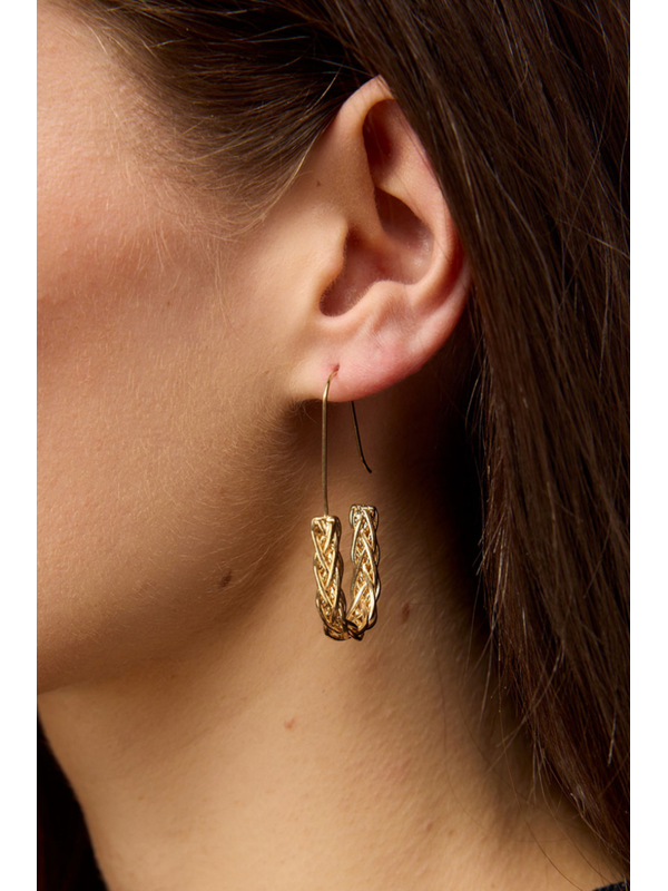 Tiger Tree Gold Braided U Hoops Earrings